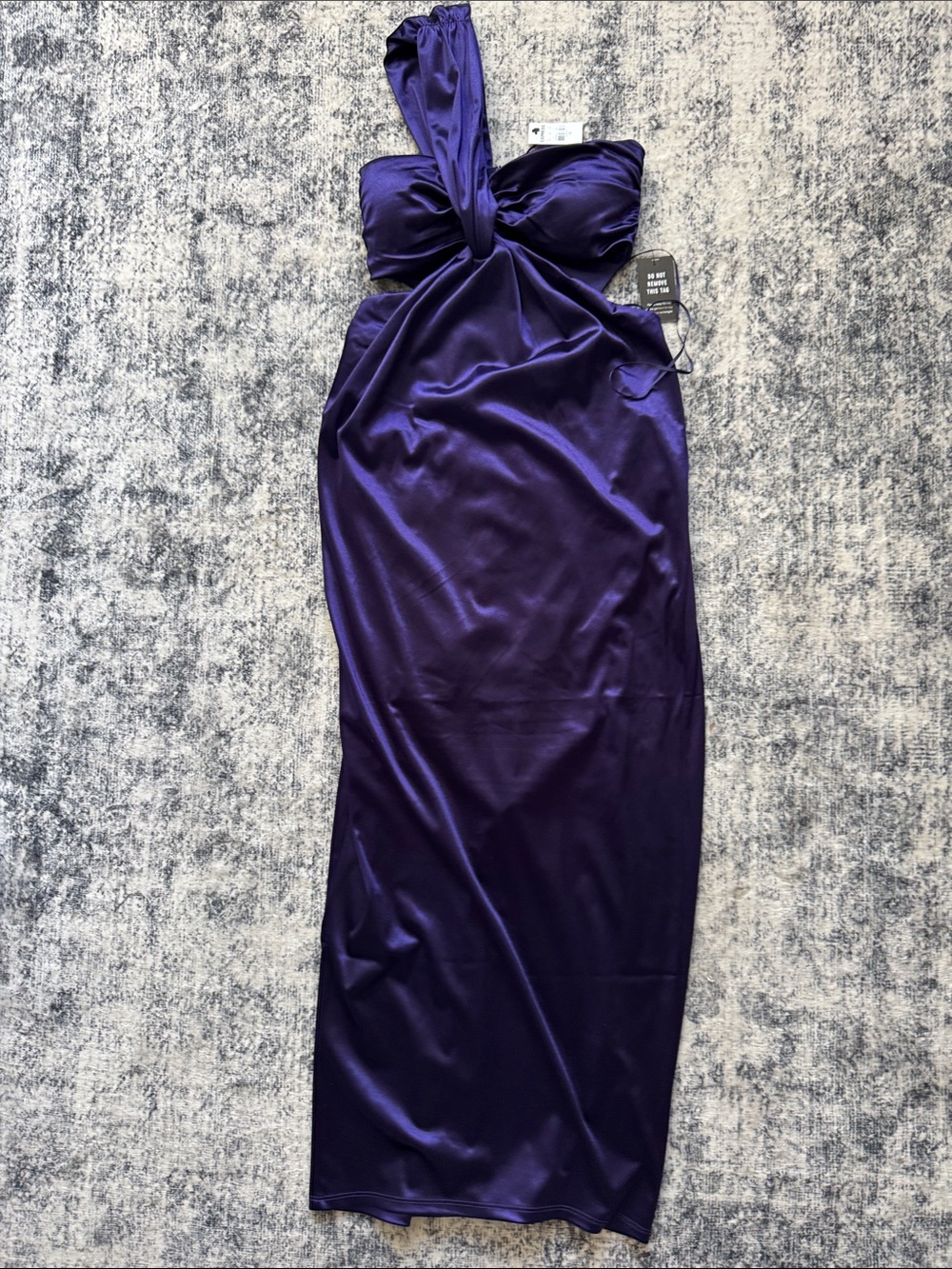 Express One-Shoulder Satin Dress in Deep Purple